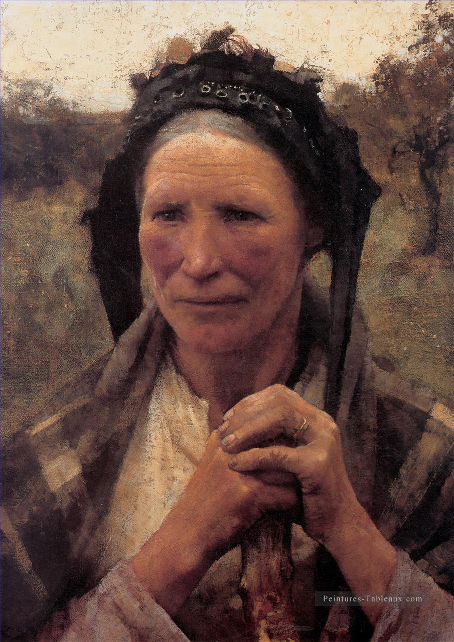 Tête d’une paysanne Femme paysanne moderne Impressionniste Sir George Clausen Peintures à l'huile